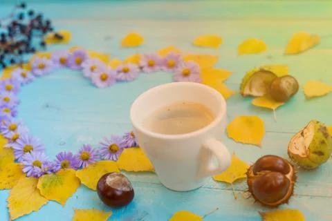 Autumn coffee background Stock Photos