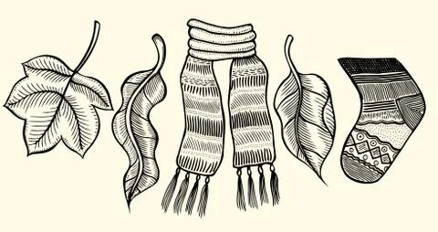 Autumn collection objects Illustrazione stock