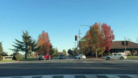 Autumn Colors at a Busy Intersection Stock Footage 295225842