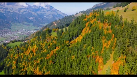 Autumn colors transform the mountains and valley in Switzerland Stock Footage 320265029