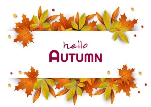 Autumn composition. Concept Hello fall. Creative Top view Flat lay. 스톡 일러스트