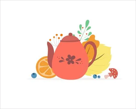 Autumn composition, cute hand drawn elements Stock Illustration