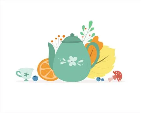 Autumn composition, cute hand drawn elements 스톡 일러스트