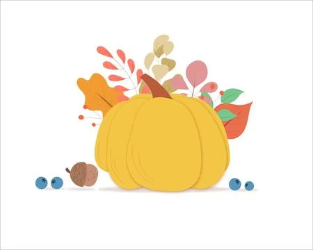 Autumn composition, cute hand drawn elements Stock Illustration