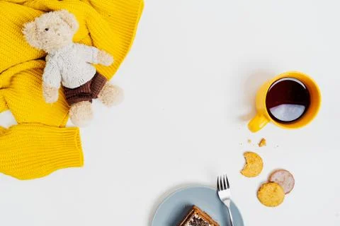 Autumn composition flat lay. Comfortable and cozy autumn, lifestyle concept. Stock Photos