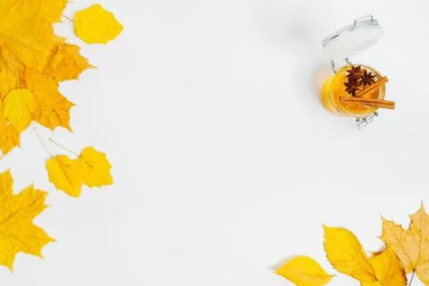 Autumn composition flat lay. Comfortable and cozy autumn, lifestyle concept. Stock Photos