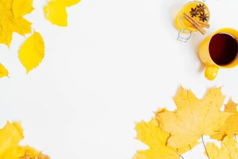 Autumn composition flat lay. Comfortable and cozy autumn, lifestyle concept. Stock Photos