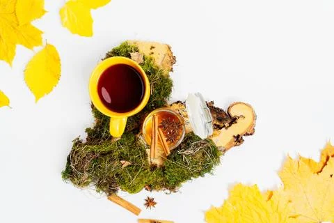 Autumn composition flat lay. Comfortable and cozy autumn, lifestyle concept. Stock Photos