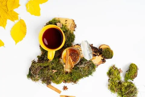 Autumn composition flat lay. Comfortable and cozy autumn, lifestyle concept. Stock Photos