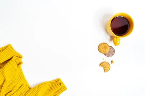 Autumn composition flat lay. Comfortable and cozy autumn, lifestyle concept. Stock Photos