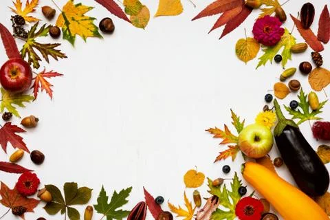 Autumn composition. Flat lay Stock Photos