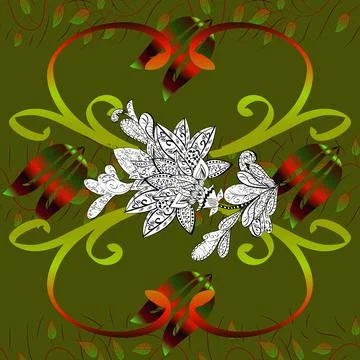 Autumn composition. Flat lay, top view,. Frame made of autumn colorful leaves on Stock Illustration