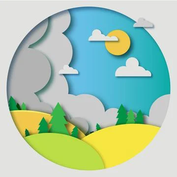 Autumn composition forest meadows Stock Illustration