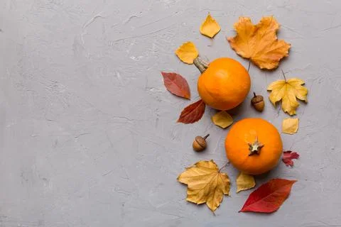 Autumn composition. Pattern made of dried leaves and other design accessories 写真素材