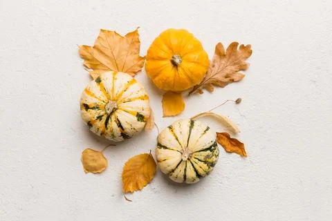 Autumn composition. Pattern made of dried leaves and other design accessories 写真素材