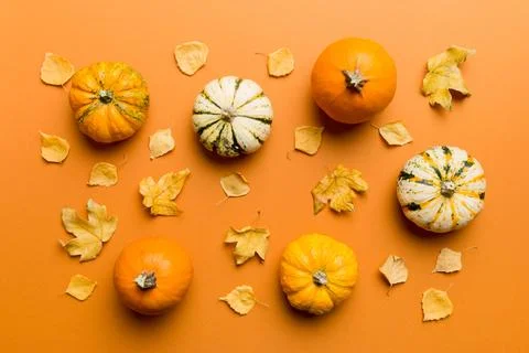 Autumn composition. Pattern made of dried leaves and other design accessories Foto stock