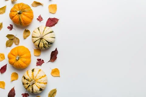 Autumn composition. Pattern made of dried leaves and other design accessori.. Foto stock