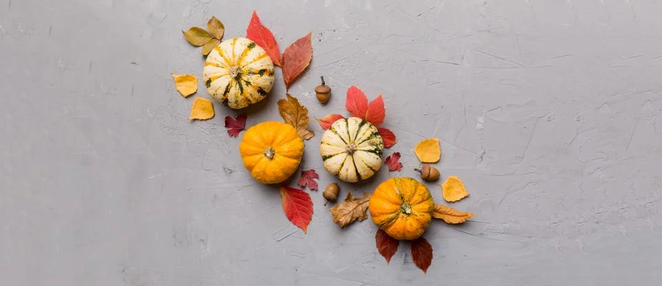 Autumn composition. Pattern made of dried leaves and other design accessories Stock Photos