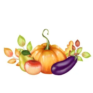 Autumn composition with vegetables Stock Illustration