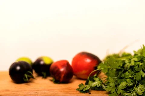 Autumn composition of vegetables on the table on a white background Stock Photos