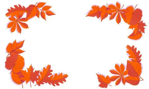 Autumn corner concept for frames with falling leaves on white background. vector Illustrazione stock