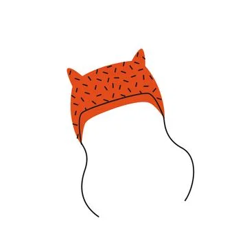 Autumn cozy rad hat. Stylish outwear for fall season. Vector flat illustrat.. Stock Illustration