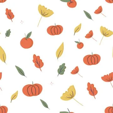 Autumn cute leaves seamless pattern Illustrazione stock