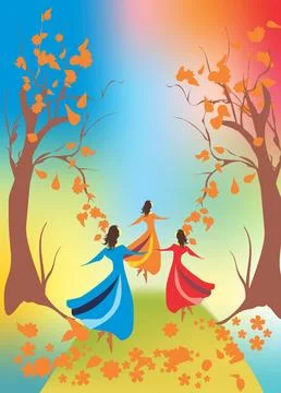 Autumn dance, Illustrazione stock