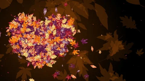 Autumn dark background with drawn falling leaves. Shape heart Video stock 249509865