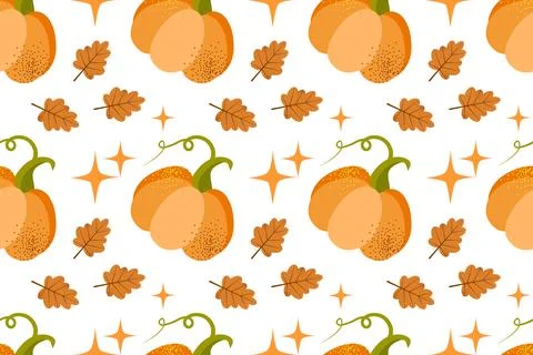 Autumn desserts flat seamless pattern. Pumpkin spice latte and cupcakes vecto Stock Illustration