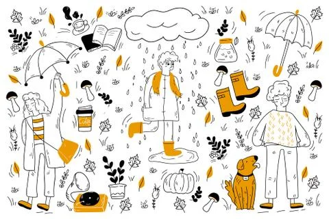 Autumn doodle set Stock Illustration