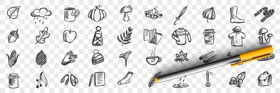 Autumn doodle set Stock Illustration