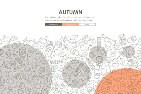 Autumn Doodle Website Template Design Stock Illustration