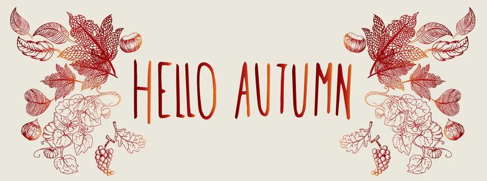 Autumn doodles background Stock Illustration