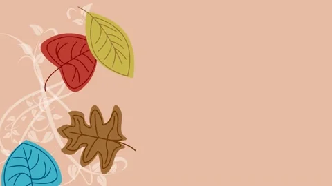 Autumn drawing background with copy space. Dead leaves falling. 2D animation. Stock Footage 158146683