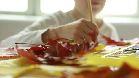 Autumn drawing lesson in watercolor. Stock Footage
