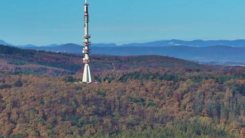 Autumn, drone, comunication tower Stock Footage 292307395