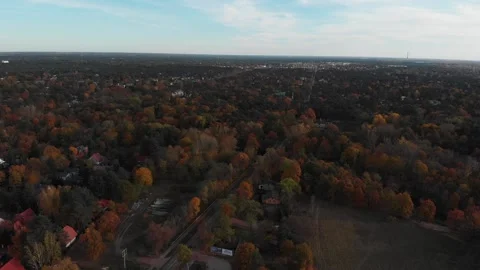 Autumn drone flight with the view of Otwock city, Poland, 2023 Stock Footage 254714989