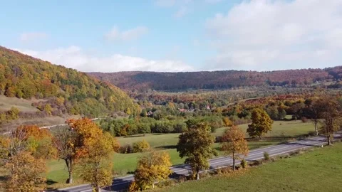 Autumn Drone Road View Stock Footage 142452698