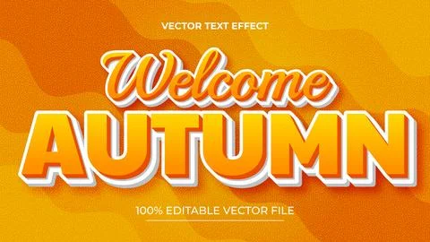 Autumn editable text effect template with orange background Stock Illustration
