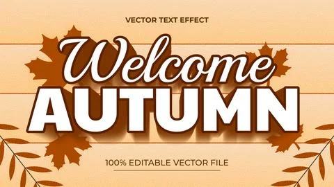 Autumn Editable Text Effect Transform Emboss Gradient Style Stock Illustration