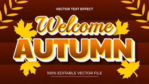 Autumn Editable Text Effect Transform Emboss Gradient Style Stock Illustration