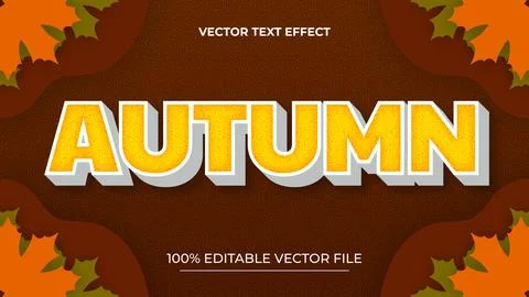 Autumn with effect leaves text style effect editable premium Stock Illustration