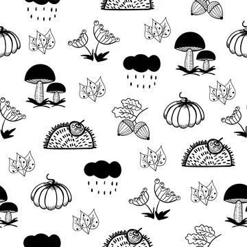 Autumn elements, seamless pattern Stockillustratie