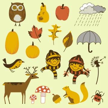 Autumn Elements Set Stock Illustration