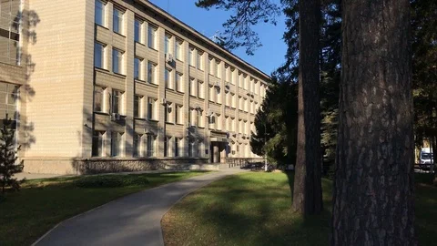 Autumn entrance to the university Stock Footage