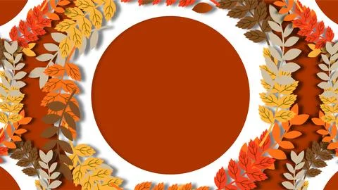 Autumn Equinox Background with Circular Frame of Colorful Fall Leaves and C.. Stockillustratie