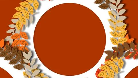 Autumn equinox background with circular frame and colorful fall leaves on w.. イラスト素材