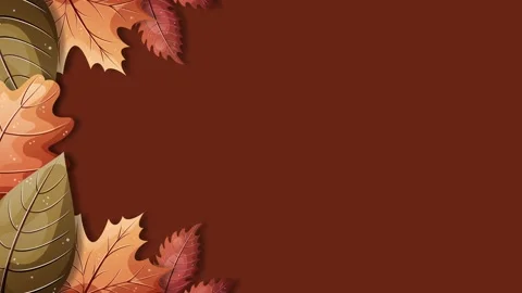 Autumn Equinox Background with Fall Leaves Frame on Dark Brown Texture. Stock Footage 343846045