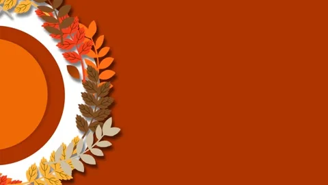 Autumn Equinox Background with Rotating Fall Leaves Wreath and Copy Space. Stock Footage 343839245